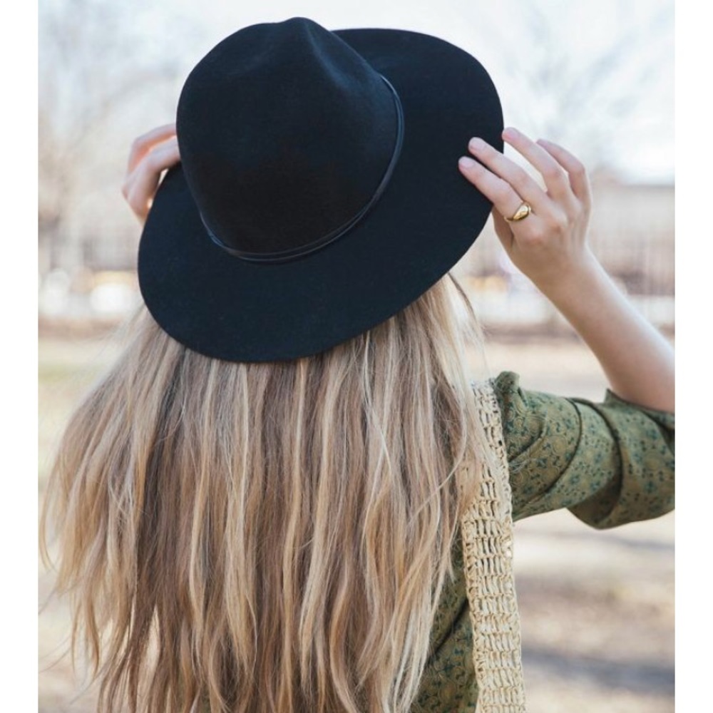 Urban Outfitters Black Fedora-Anna Felt Panama Hat